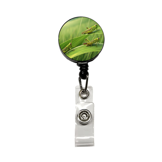 Grasshoppers On Grass Retractable ID Key Card Name Tag Badge Holder with Clip