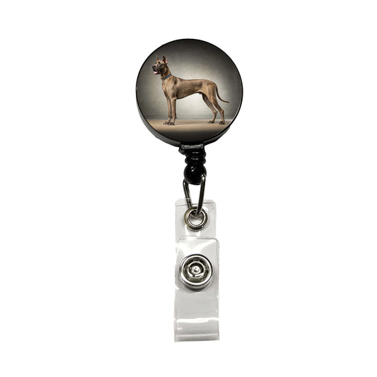 Great Dane Standing Photo Retractable ID Key Card Name Tag Badge Holder with Clip