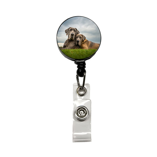 Great Danes In Love Friends Buddies Retractable ID Key Card Name Tag Badge Holder with Clip