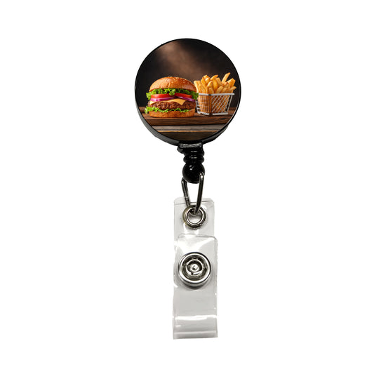 Hamburger And Fries Yummy Dinner Retractable ID Key Card Name Tag Badge Holder with Clip