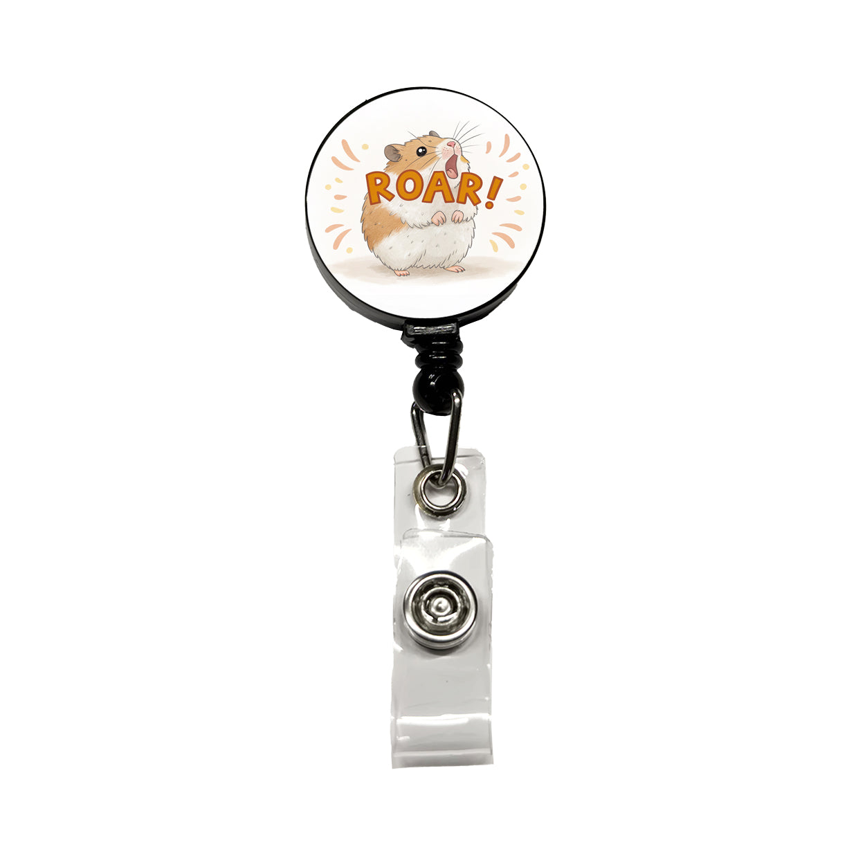 Hamster Roar Funny Retractable ID Key Card Name Tag Badge Holder with Clip