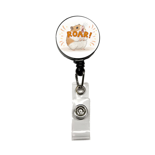 Hamster Roar Funny Retractable ID Key Card Name Tag Badge Holder with Clip