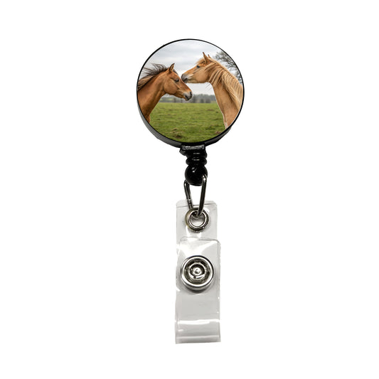 Horses Love Friends Retractable ID Key Card Name Tag Badge Holder with Clip