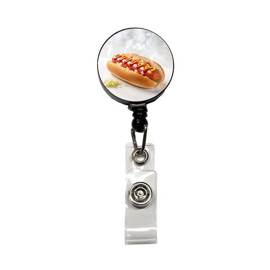 Hot Dog Ketchup Mustard Onions Retractable ID Key Card Name Tag Badge Holder with Clip
