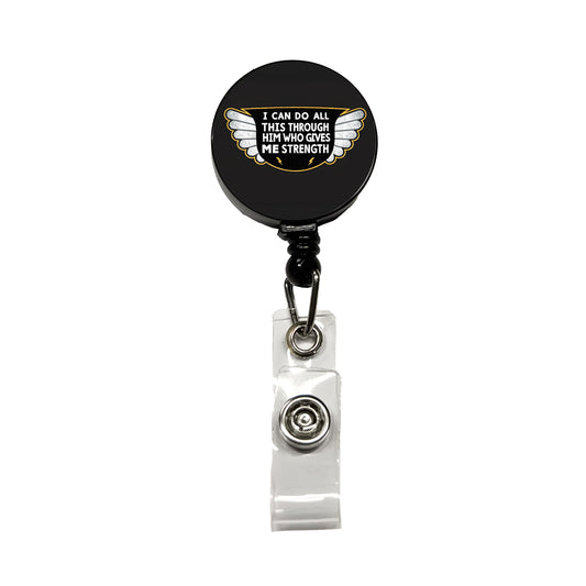 I Can Do All This Through Him Who Gives Me Strength Bible Verse Retractable ID Key Card Name Tag Badge Holder with Clip
