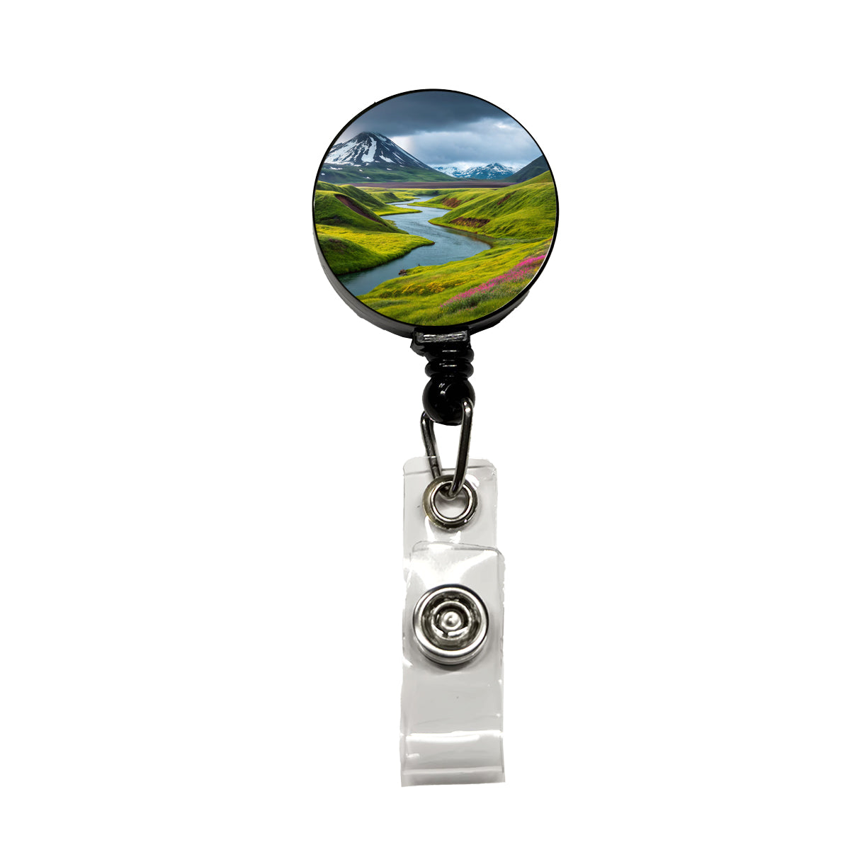 Iceland Beautiful Mountains Retractable ID Key Card Name Tag Badge Holder with Clip
