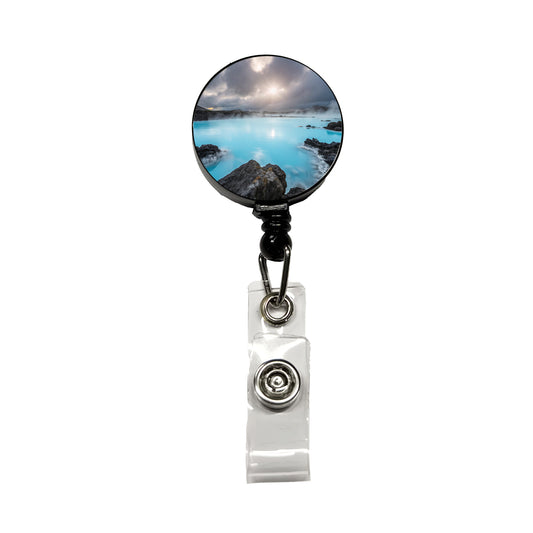 Iceland Blue Lagoon Beautiful Retractable ID Key Card Name Tag Badge Holder with Clip