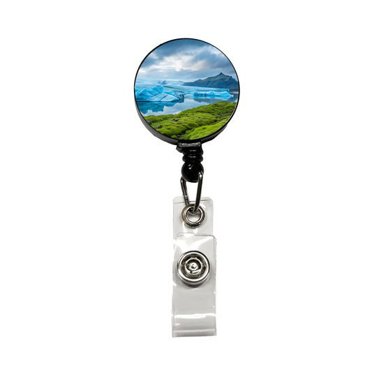 Iceland Nature Retractable ID Key Card Name Tag Badge Holder with Clip