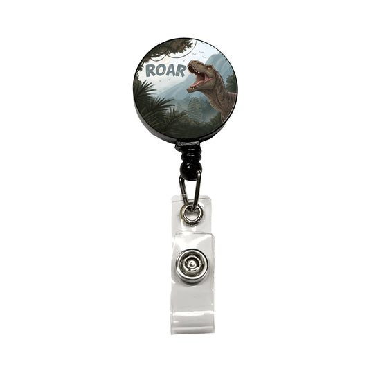 Iguanodon Roar Bold Text Dinosaur Retractable ID Key Card Name Tag Badge Holder with Clip