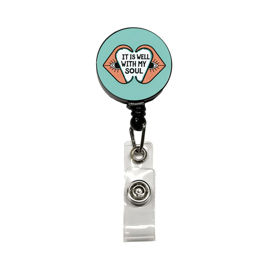 It Is Well With My Soul Bible Verse Retractable ID Key Card Name Tag Badge Holder with Clip