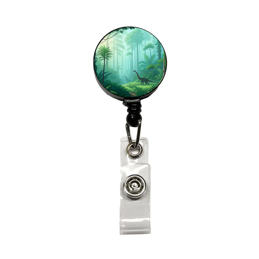 Jurassic Jungle Dinosaurs Retractable ID Key Card Name Tag Badge Holder with Clip