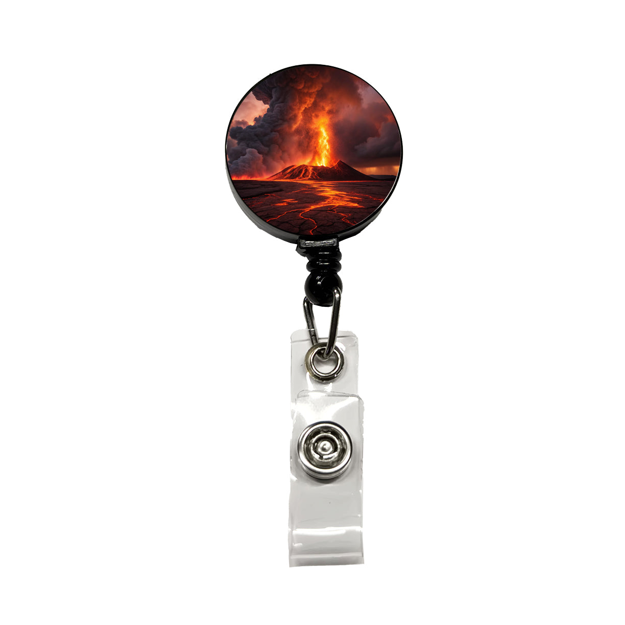 Kilauea Volcano Erupting Hawaii Retractable ID Key Card Name Tag Badge Holder with Clip