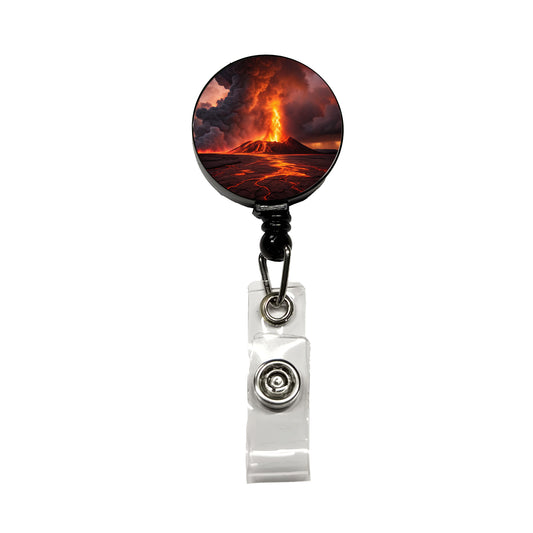 Kilauea Volcano Erupting Hawaii Retractable ID Key Card Name Tag Badge Holder with Clip