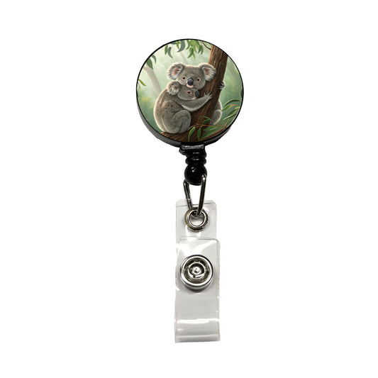 Koala Hug Mom Kid Retractable ID Key Card Name Tag Badge Holder with Clip