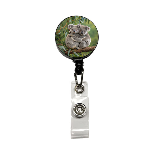 Koalas Hugging Love Retractable ID Key Card Name Tag Badge Holder with Clip