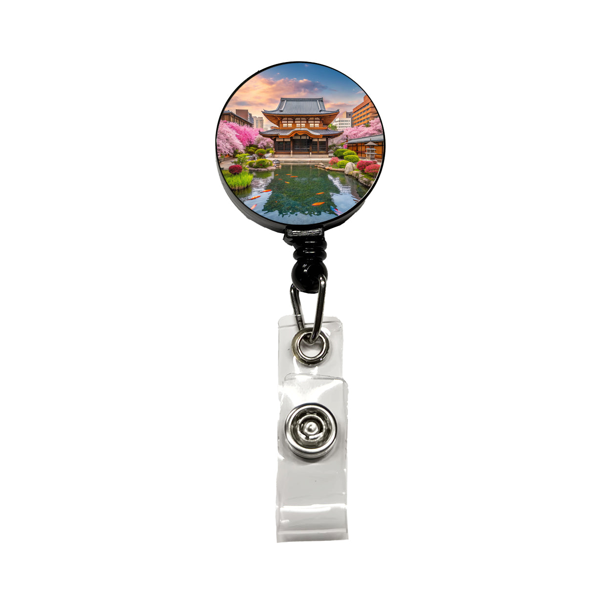 Kyoto Japan Koi Pond Retractable ID Key Card Name Tag Badge Holder with Clip