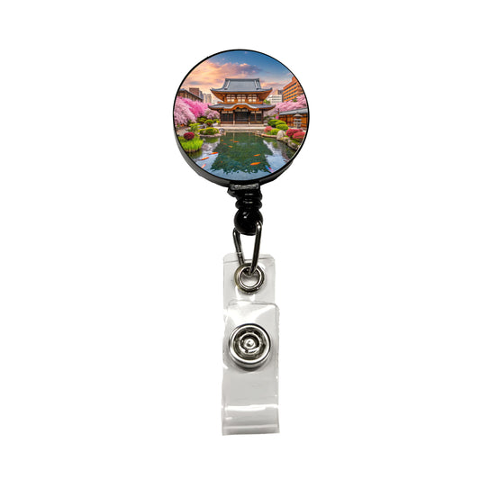 Kyoto Japan Koi Pond Retractable ID Key Card Name Tag Badge Holder with Clip