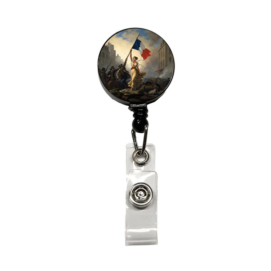 Liberty Leading The People Eugene Delacroix Inspired By Retractable ID Key Card Name Tag Badge Holder with Clip