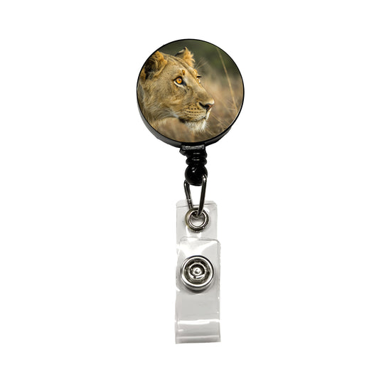 Lion Eyes Close Up Retractable ID Key Card Name Tag Badge Holder with Clip