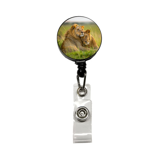 Lions Love Affection Retractable ID Key Card Name Tag Badge Holder with Clip
