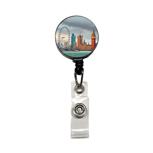 London England Big Ben Retractable ID Key Card Name Tag Badge Holder with Clip