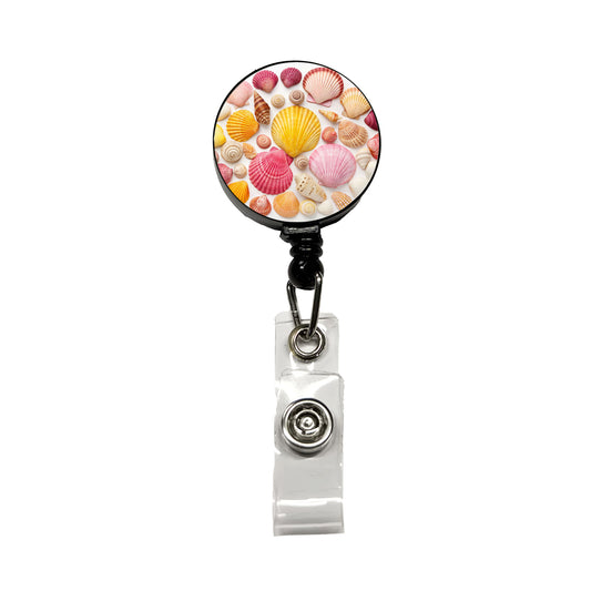 Lot Of Seashells Colorful Beautiful Retractable ID Key Card Name Tag Badge Holder with Clip