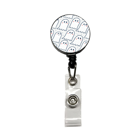 Lots Of Ghosts Halloween Retractable ID Key Card Name Tag Badge Holder with Clip