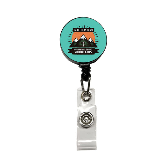 Matthew Our Faith Can Move Mountains Bible Verse Retractable ID Key Card Name Tag Badge Holder with Clip