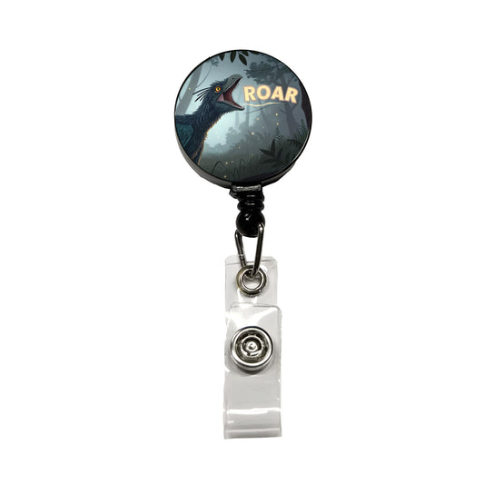 Microraptor Bold Roar Dinosaur Retractable ID Key Card Name Tag Badge Holder with Clip