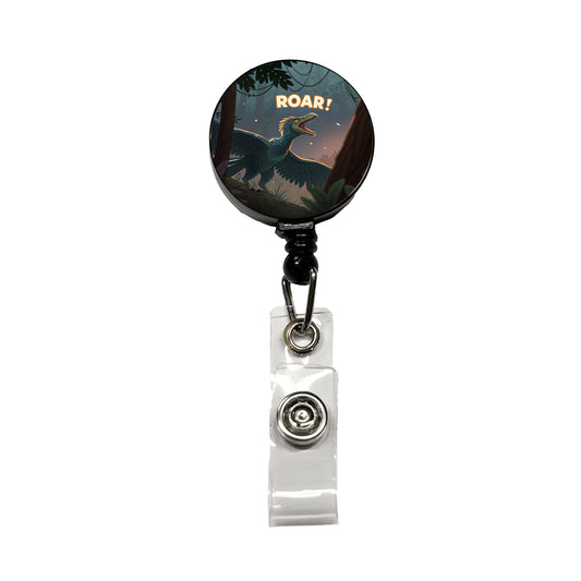 Microraptor Roar Dinosaur Retractable ID Key Card Name Tag Badge Holder with Clip