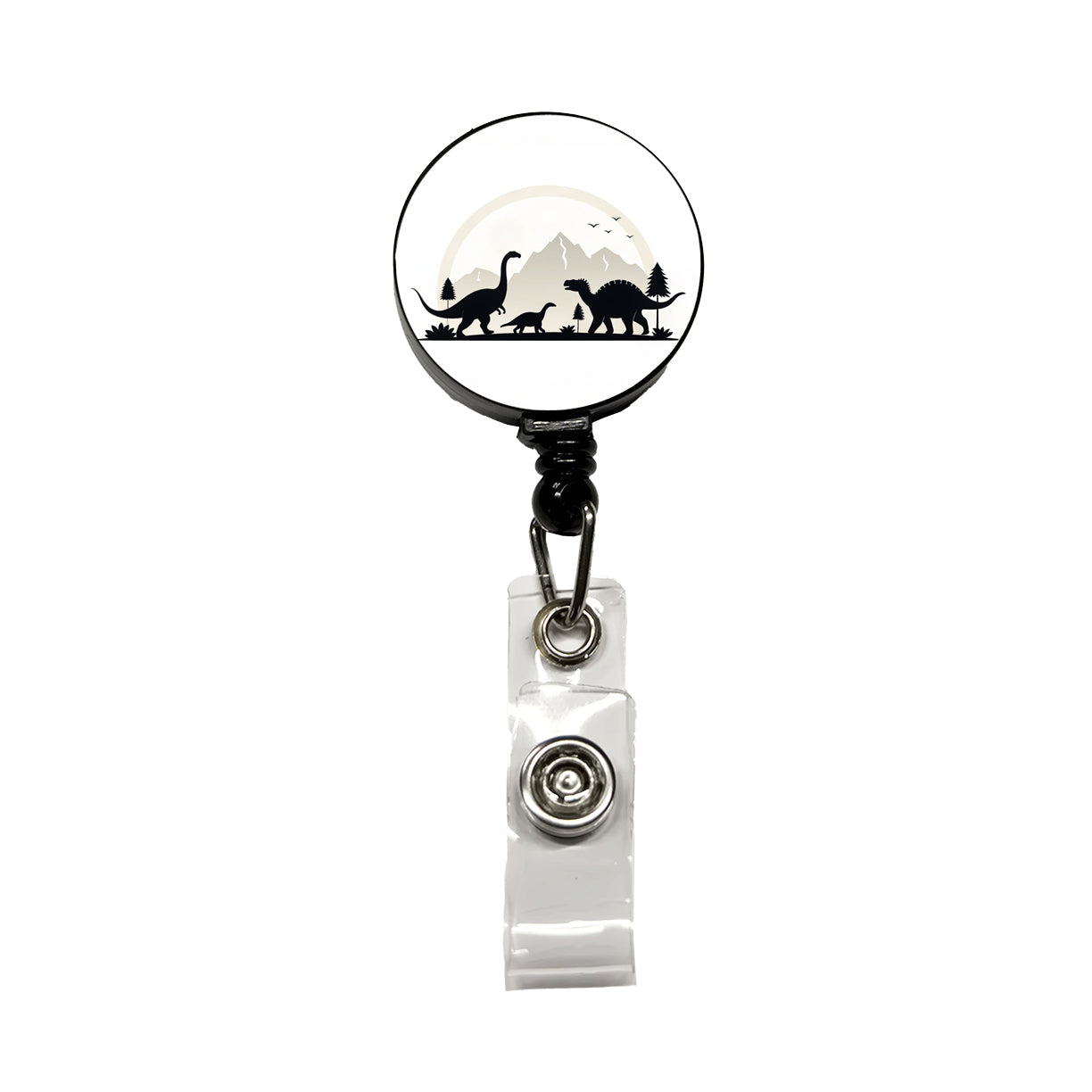 Minimalist Dinosaur Silhouettes Retractable ID Key Card Name Tag Badge Holder with Clip