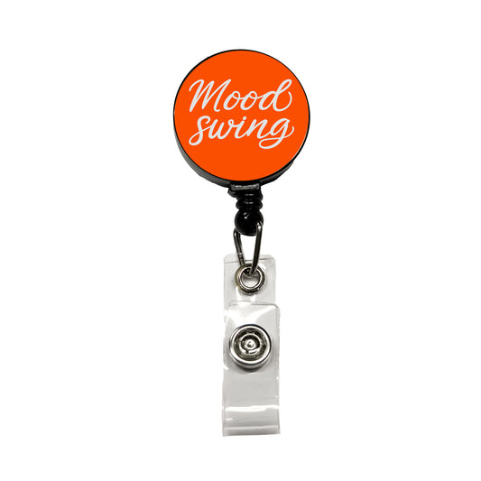 Mood Swing Orange Background Retractable ID Key Card Name Tag Badge Holder with Clip