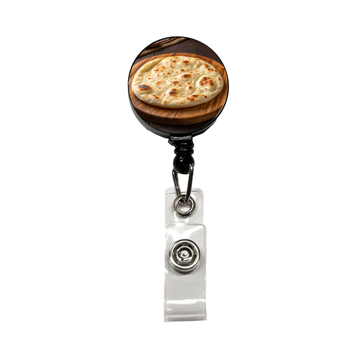 Naan Flatbread Retractable ID Key Card Name Tag Badge Holder with Clip