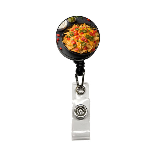 Nachos Chips Salsa Cheese Mexican Retractable ID Key Card Name Tag Badge Holder with Clip