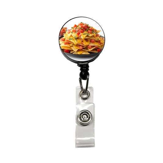 Nachos Plate Mexican Salsa Cheese Retractable ID Key Card Name Tag Badge Holder with Clip