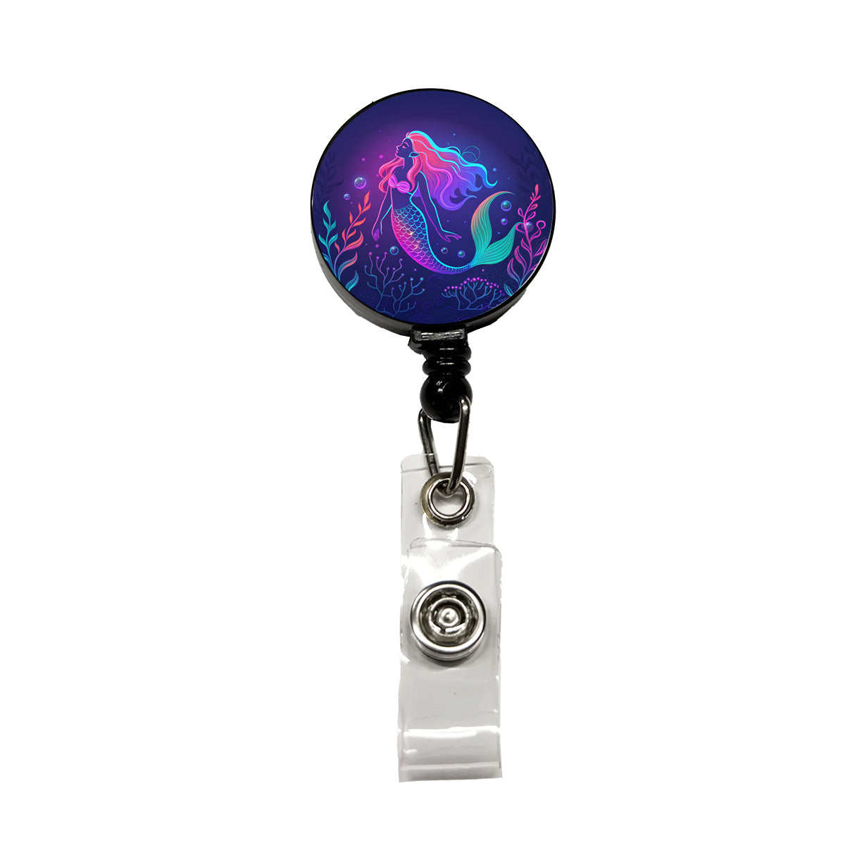 Neon Mermaid Beautiful Retractable ID Key Card Name Tag Badge Holder with Clip