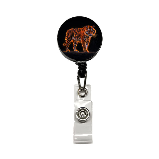 Neon Tiger Orange Retractable ID Key Card Name Tag Badge Holder with Clip