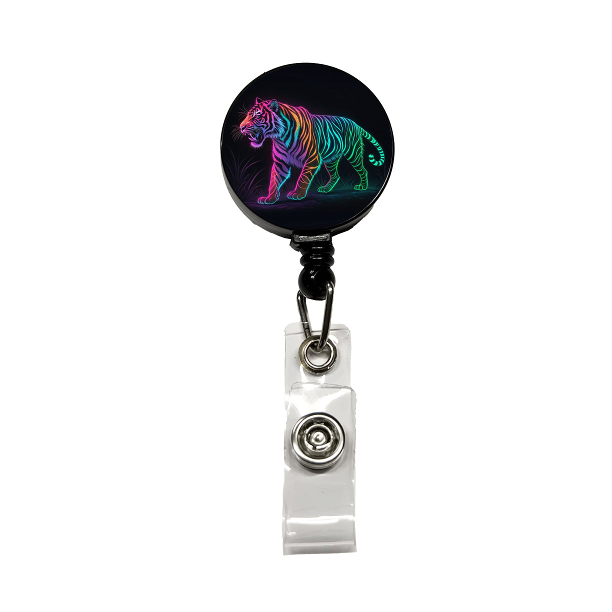 Neon Tiger Stunning Retractable ID Key Card Name Tag Badge Holder with Clip