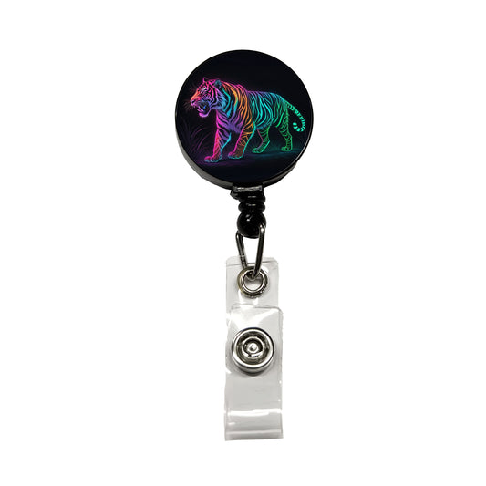 Neon Tiger Stunning Retractable ID Key Card Name Tag Badge Holder with Clip