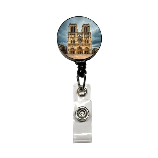 Notre Dame Cathedral Paris France Retractable ID Key Card Name Tag Badge Holder with Clip