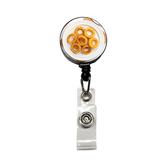 Onion Rings Plate Snack Retractable ID Key Card Name Tag Badge Holder with Clip