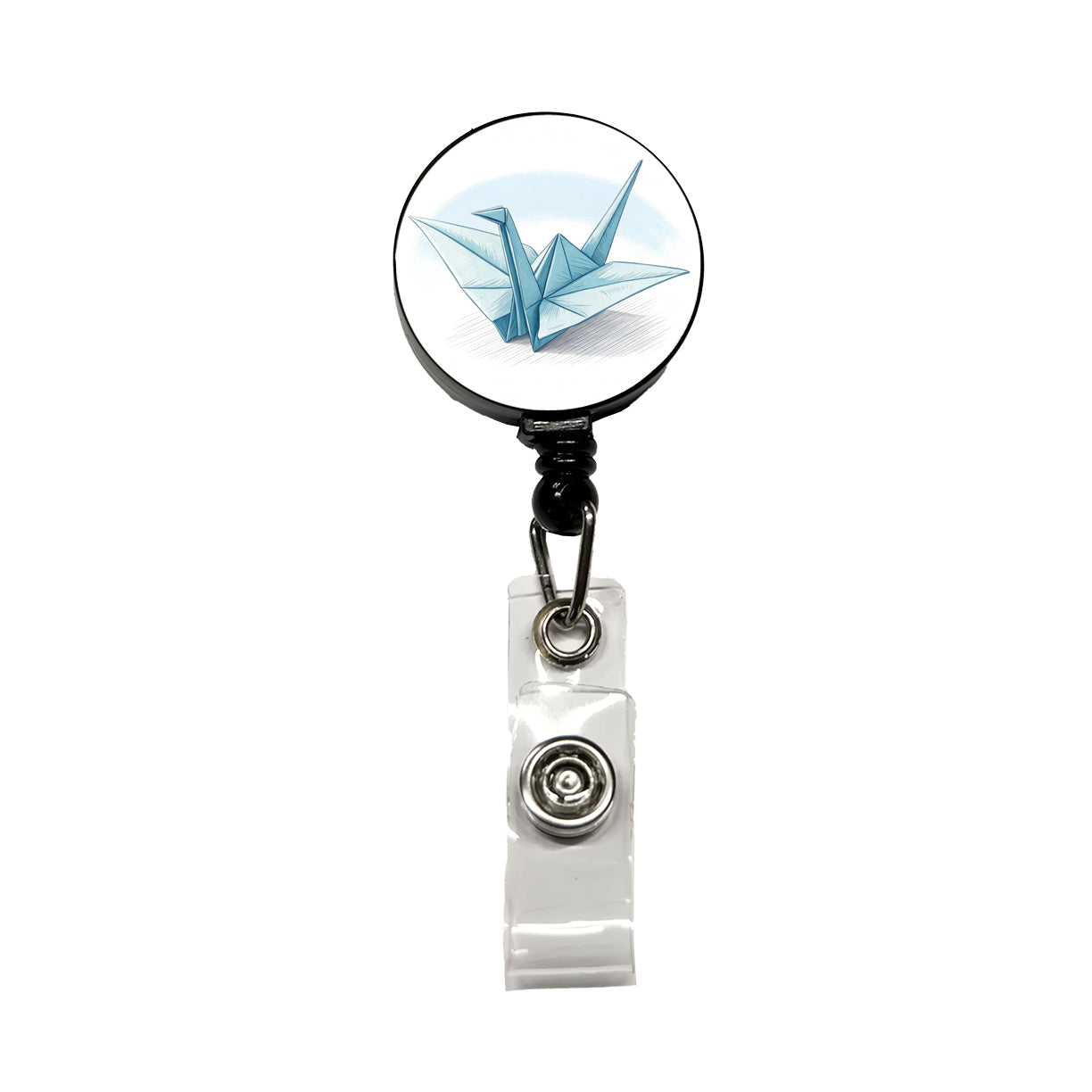 Origami Illustration Paper Crane Retractable ID Key Card Name Tag Badge Holder with Clip