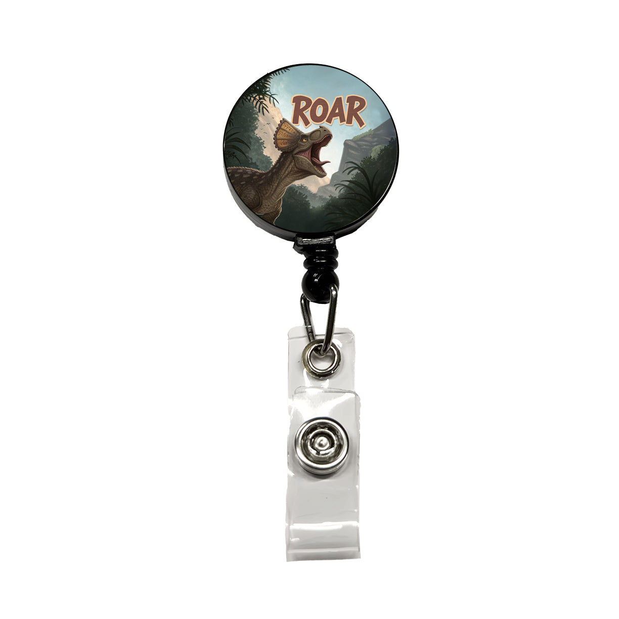 Pachycephalosaurus Roar Bold Dinosaur Retractable ID Key Card Name Tag Badge Holder with Clip