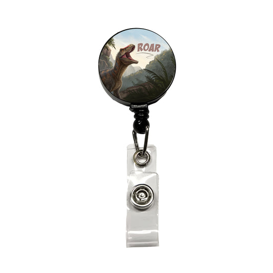 Pachycephalosaurus Roar Dinosaur Retractable ID Key Card Name Tag Badge Holder with Clip