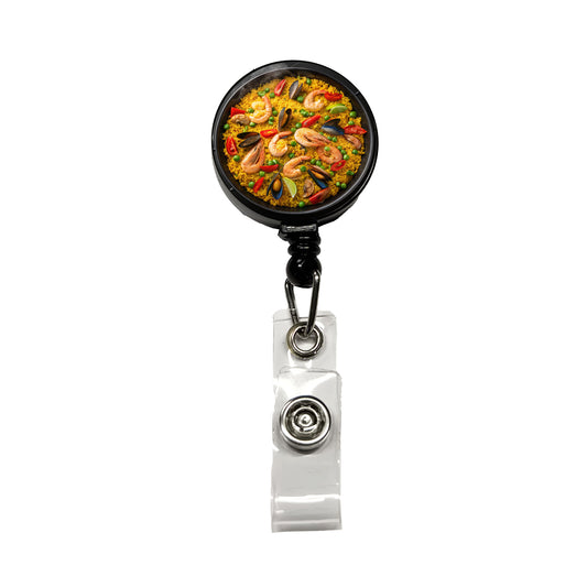 Paella Spanish Rice Dish Retractable ID Key Card Name Tag Badge Holder with Clip