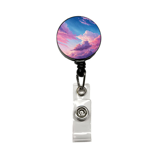 Painterly Sky Anime Retractable ID Key Card Name Tag Badge Holder with Clip