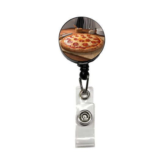 Pepperoni Pizza Yummy Dinner Retractable ID Key Card Name Tag Badge Holder with Clip