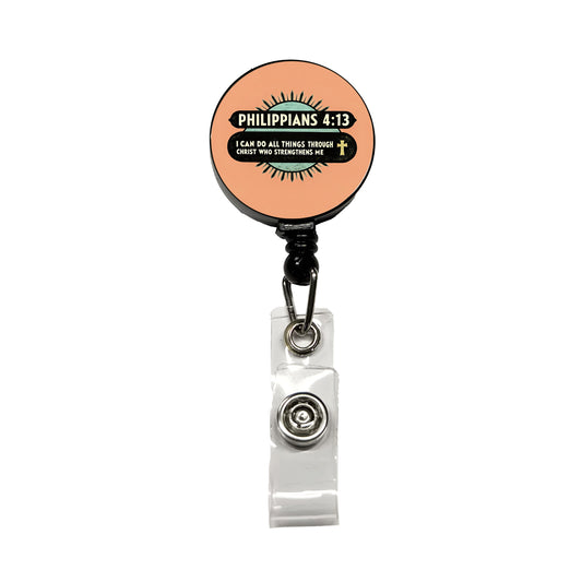 Philippians I Can Do All Things Through Christ Bible Christian Retractable ID Key Card Name Tag Badge Holder with Clip