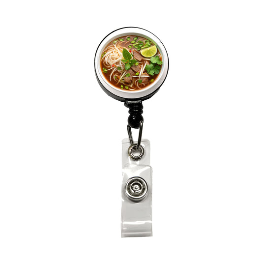 Pho Vietnamese Soup Bowl Retractable ID Key Card Name Tag Badge Holder with Clip