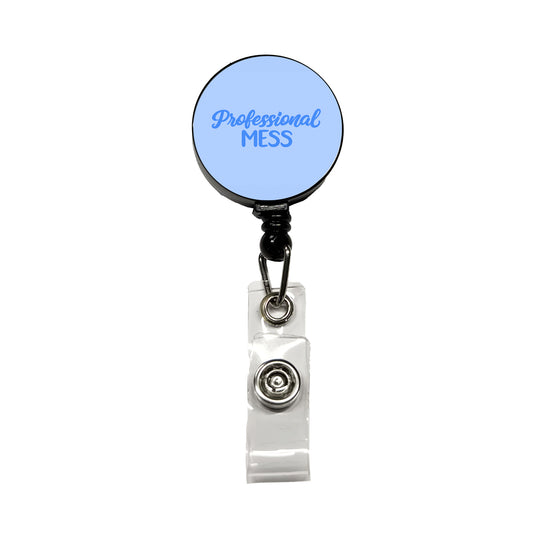 Professional Mess Funny Text Retractable ID Key Card Name Tag Badge Holder with Clip
